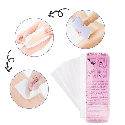 Honey Epilatory Waxing Kit Depilatory Roll on Wax Heater Machine with Refillable Wax Cream&100PCS Waxing Papers For Hair Removal - petguardiansupplies