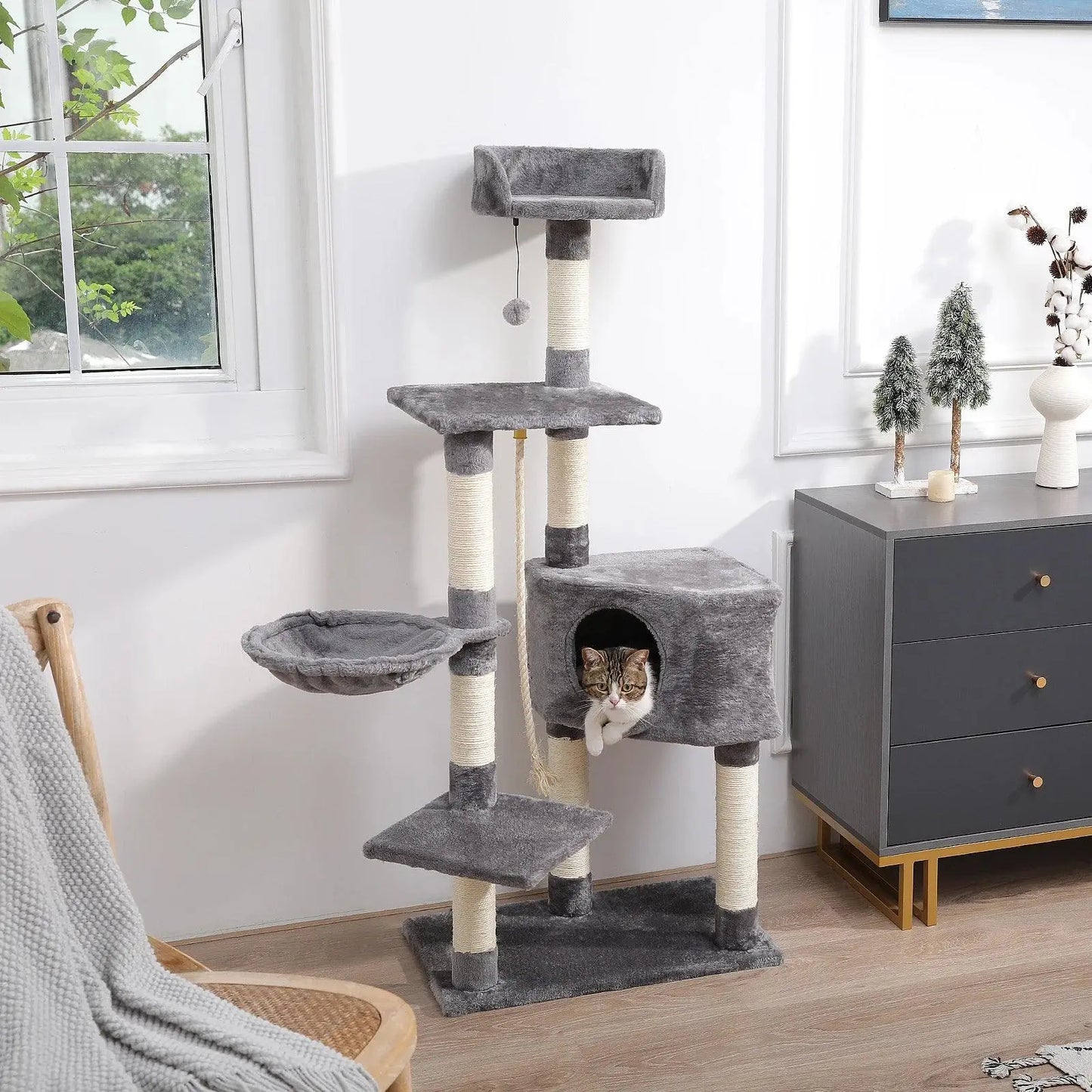 Domestic Delivery Multi-Level Cat Tree Tower Climb Furniture Scratching Post for Indoor House Pet Supplies Kitten Toy Cozy Condo - petguardiansupplies