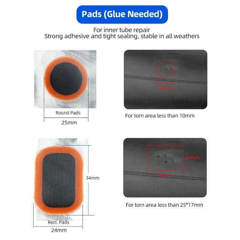 Deemount Tire Emergency Repair Kit Cold Repair Glue Adhesive Pads Tire Lever Crowbars Schrader Presta Nozzle Inserts Tool Key - petguardiansupplies