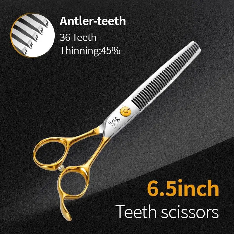 Fenice Professional Japan 440c 6.5/7.0 inch pet dog grooming thinning scissors toothed blade shears thinning rate about 35% - petguardiansupplies