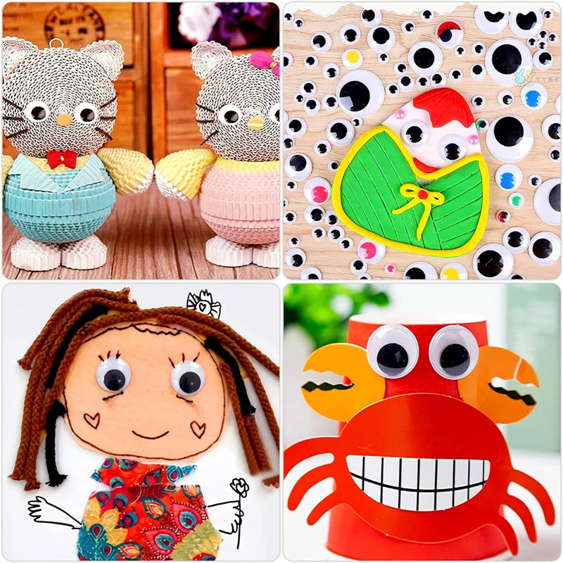 200/100PCS Self-Adhesive Wiggly Googly Doll Eye Movable Simulation Cartoon Animal Eyeball DIY Kindergarten Children Craft Supply - petguardiansupplies