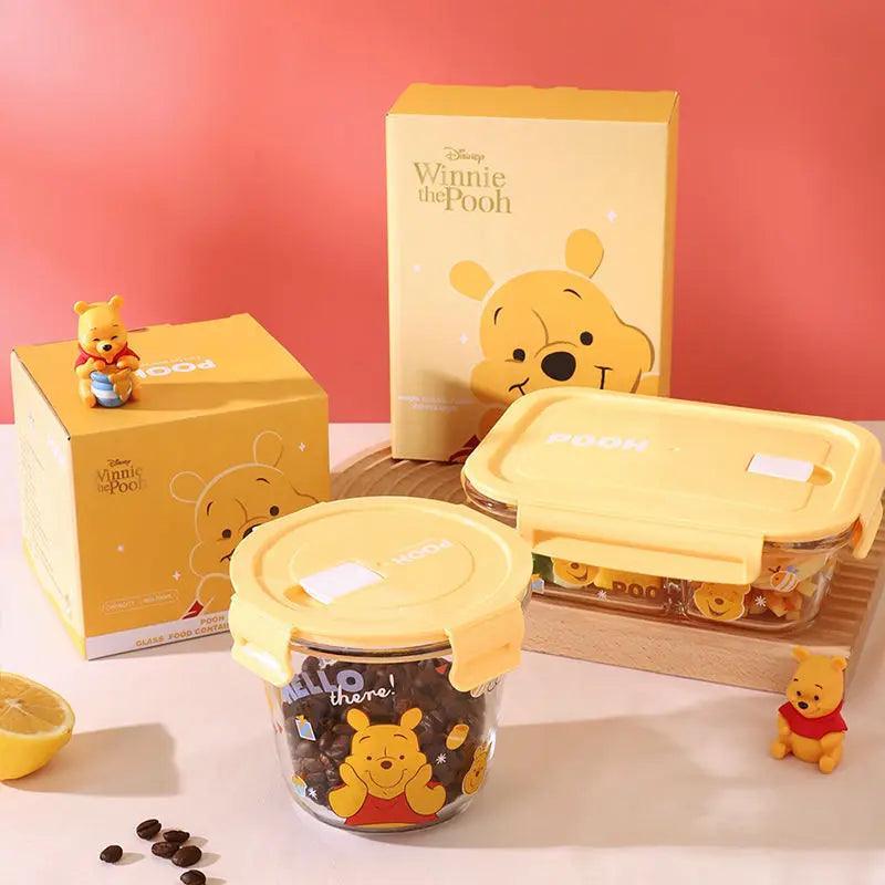 Disney Winnie the Pooh glass lunch box microwave heating office worker special bowl with lunch box storage separate lunch box - petguardiansupplies