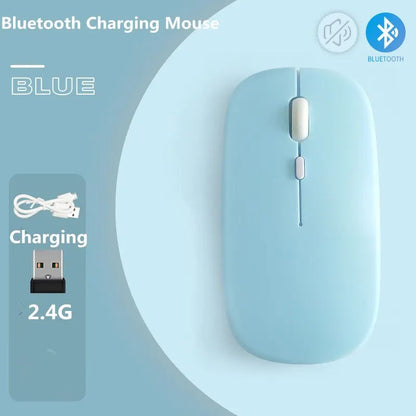 Macaron Rechargeable Wireless Bluetooth Mouse 2.4G USB Mice For Android Windows Tablet Laptop Notebook PC For IPAD Mobile - petguardiansupplies