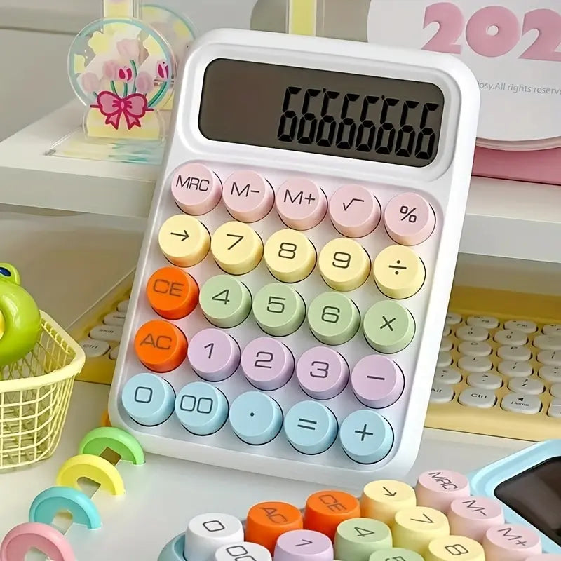 1pc Keyboard Calculator Office 12-digit Mechanical Calculator Cute Candy Color Calculator Desktop Stationery - petguardiansupplies