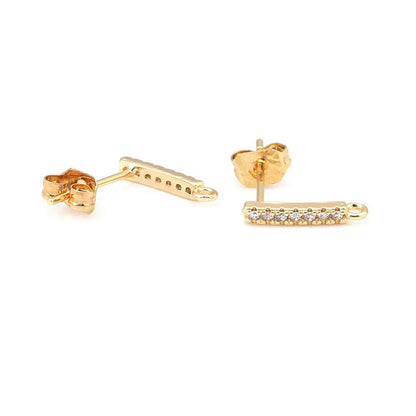 Star Round Rectangle 18K Gold Color Brass and Zircon Stud Earrings Pins Earring Jewelry Making Supplies Diy Findings Accessories - petguardiansupplies