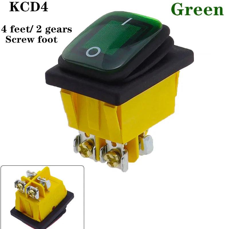 KCD4 on off 30A/250V Heavy Duty 4 pin DPST IP67 Sealed Waterproof T85 Auto Boat Marine Toggle Rocker Switch with LED 12V 220V 30 - petguardiansupplies