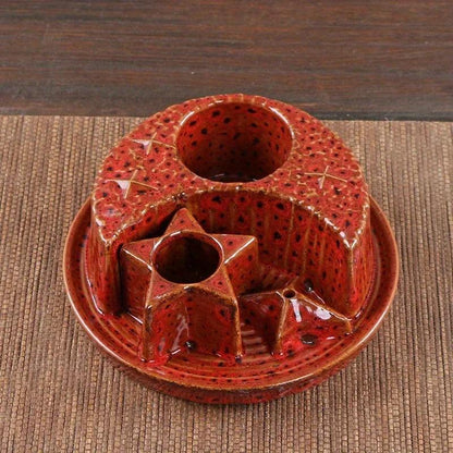 4-In-1 Ceramic Candle & Incense Holder Morandi Color with Cute Stars and Moon Design Perfect for Sage Palo Santo Stick Incense - petguardiansupplies