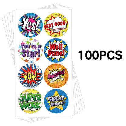 100-500pcs Cute Reward Stickers Roll with Word Motivational Stickers for School Teacher Kids Student Stationery Stickers Kids - petguardiansupplies