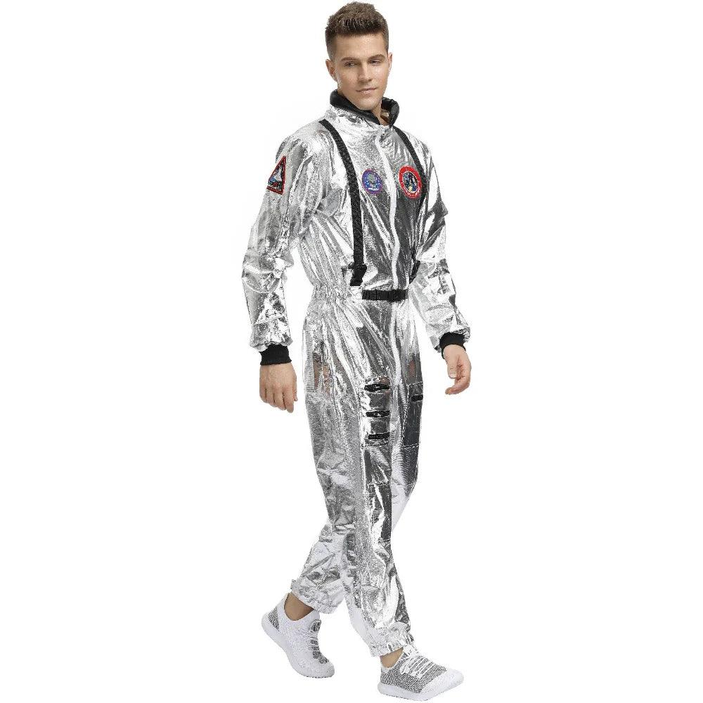 Halloween Christmas Silver Spaceman Men Women Space Suit Adult Children Astronaut Costume Family Party Dress Up Birthday Gift - petguardiansupplies