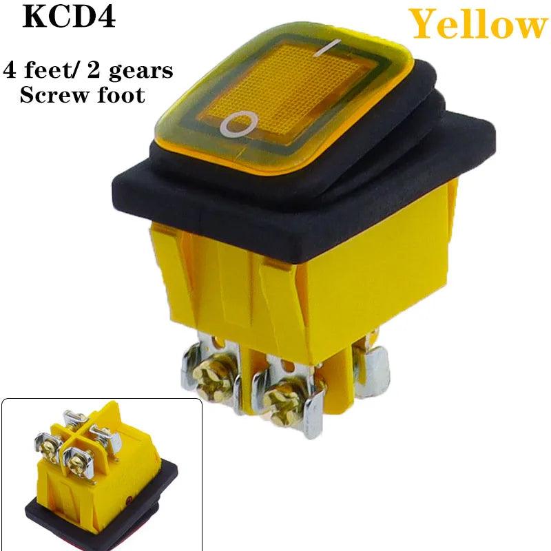 KCD4 on off 30A/250V Heavy Duty 4 pin DPST IP67 Sealed Waterproof T85 Auto Boat Marine Toggle Rocker Switch with LED 12V 220V 30 - petguardiansupplies