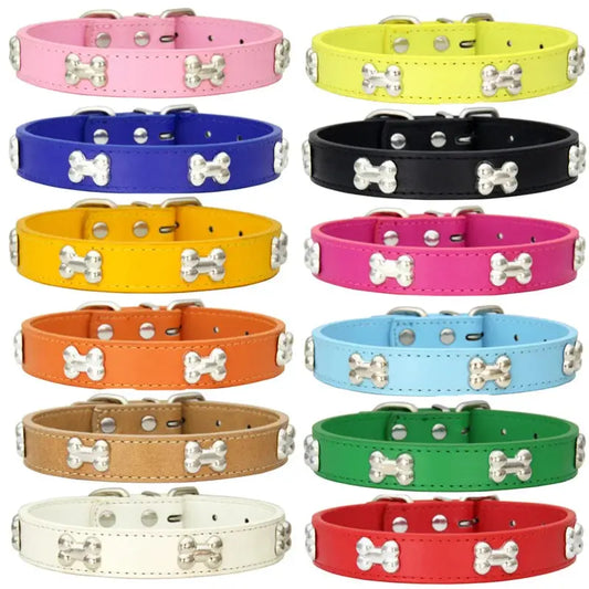 Bone Leather Durable Pet Dog Collars Puppy Pug Collars for Small Large Dog Chihuahua Cat Accessories Pet Collar for Small Dogs - petguardiansupplies