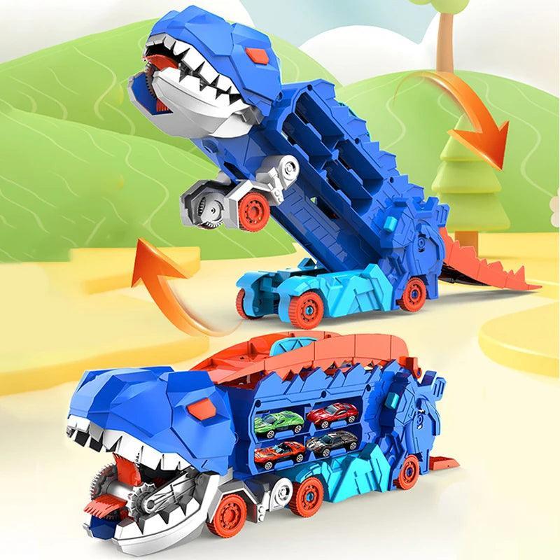 New Product Folding Dinosaur Transporter Car Competitive Game Roll To Eat Car Vehicle Racing Track With Mini Car Kid Gift Toy - petguardiansupplies