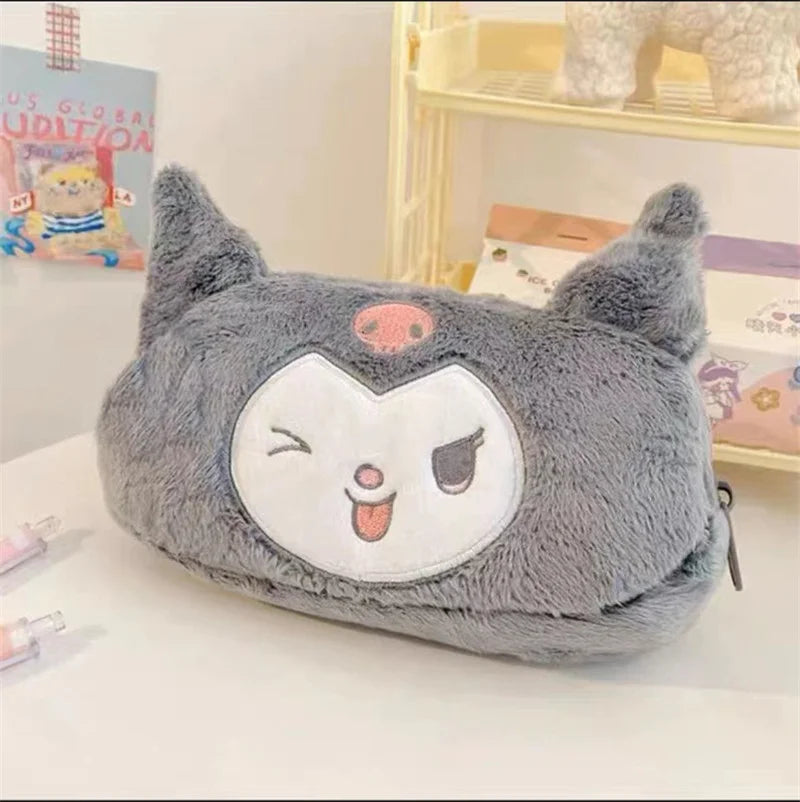 Sanrio Kuromi Melody Cinnamoroll Pencil Pouch Large Capacity Pen Case Cute Plush Cosmetic Bag Girls Student Supplies Stationery - petguardiansupplies