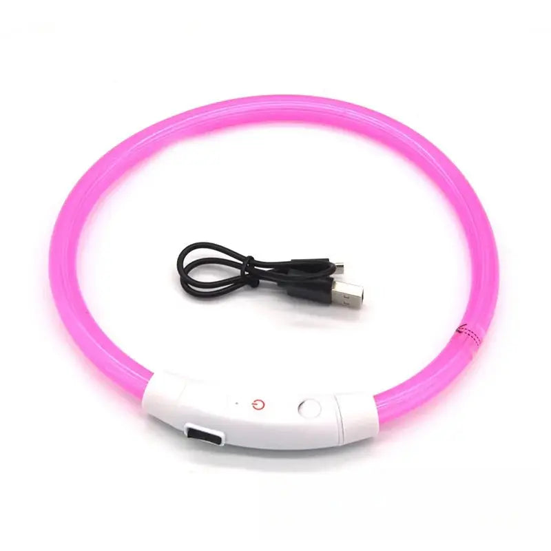 40/50/70cm Led Dog Collar USB Rechargeable Pet Dog Night Luminous Charge Collar Glowing Necklace Collar Safety Night Light - petguardiansupplies