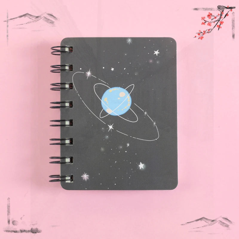 1 Pcs Planet Flip Coil Book Student Portable Pocket Notebooks Mini Notebook A7 Mini Notes School Supplies Office Stationery - petguardiansupplies