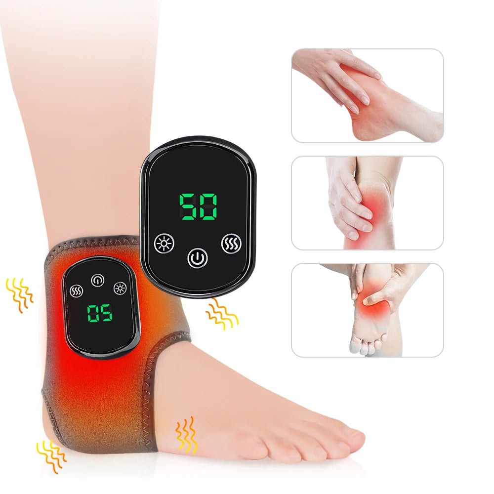 Cordless Electric Foot Ankle Massager with Heat Vibration for Sports Recovery Warm Support Brace Belt - petguardiansupplies