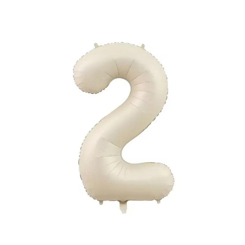 1 Set Beige Birthday Balloons Cream Beige Caramel Number 0-9 Balloon Custom Name Stickers for Birthday Anniversary Party Decor-Without name 2 / set - petguardiansupplies