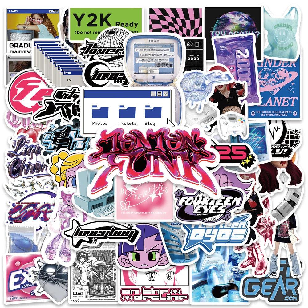 53PCS Y2K Girls VSCO 90s Harajuku Style Vintage Stickers Cute Aesthetic Decal Diary Motorcycle Laptop Scrapbook Toy Sticker - petguardiansupplies