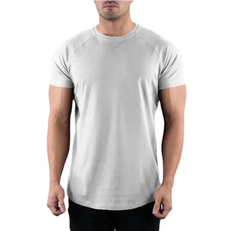 Plain Gym T-shirt Men Summer Fitness Clothing O-Neck Short Sleeve T shirt Cotton Slim Fit Tshirt Bodybuilding Workout Tees Tops - petguardiansupplies