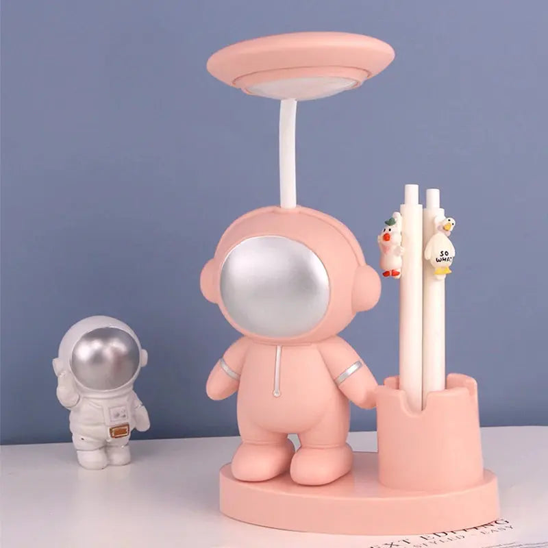 Creative Cute Astronaut Flexible Led Study Desk Lamp with Pencil Sharpener Bedside Color Adjust Table Lamp for Kids Student Room - petguardiansupplies