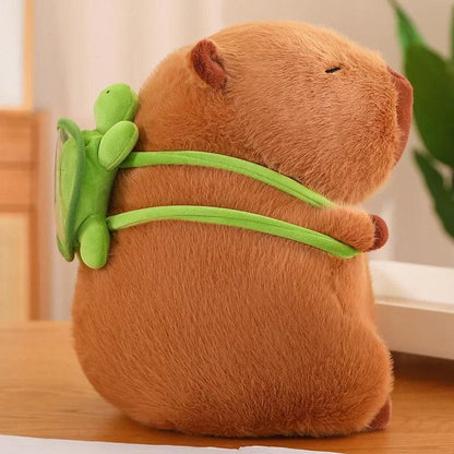 Cute Capybara Plush Toy Kawaii Fluffy Capibara With Turtle Bag Strawberry Cap Stuffed Animals Kids Birthday Gift Home Decoration - petguardiansupplies