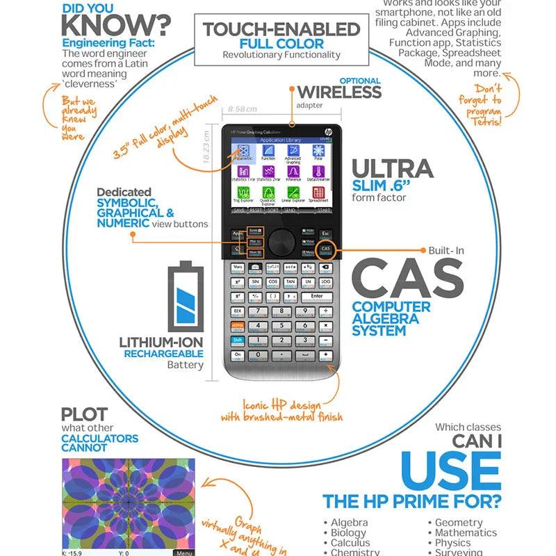 New Prime Calculator V-1 Prime 3.5-inch Touch Color Screen V-2 Graphic Calculator SAT/AP/IB Clear Calculator Teacher Supplies - petguardiansupplies