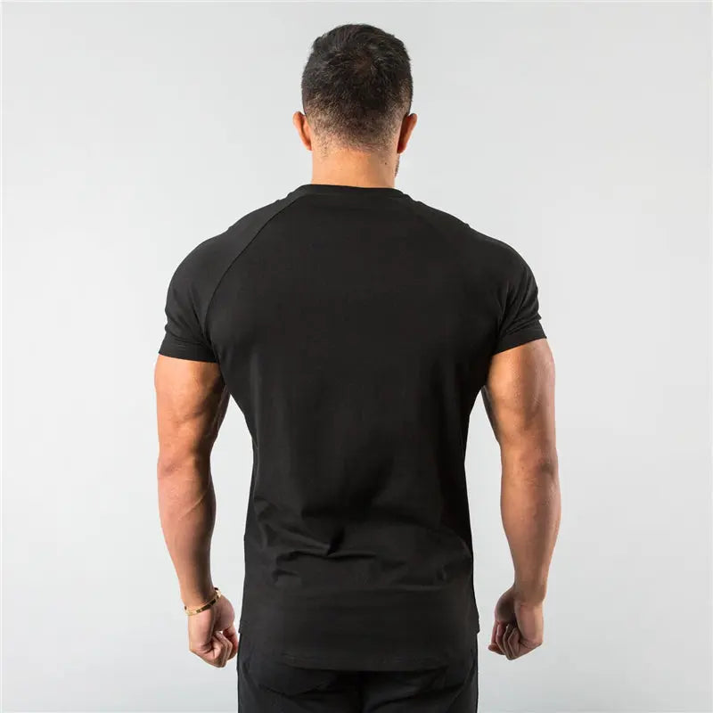 New Fashion Plain Tops Tees Fitness Mens T Shirt Short Sleeve Muscle Joggers Bodybuilding Tshirt Male Gym Clothes Slim Fit Shirt - petguardiansupplies