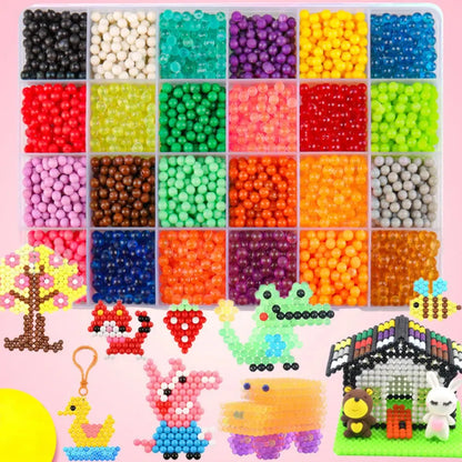 1000 Pcs/box DIY Water Spray Magic Beads Handmade Toy Set Children's Color Crystal Beads Puzzle Craft Kit Gift Variety Bean Toys - petguardiansupplies