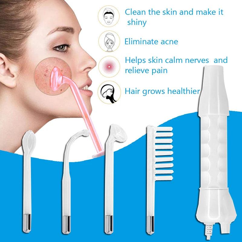 4 In 1 High Frequency Electrode Wand Electrotherapy Glass Tube Beauty Device Acne Spot Remover Facial Anti Wrinkle Skin Care Spa - petguardiansupplies