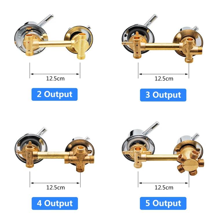 2/3/4/5 Ways Water Outlet Screw Thread Center Distance 10cm 12.5cm Mixing Valve Brass Bathroom Shower Mixer Faucet Tap Cabin - petguardiansupplies