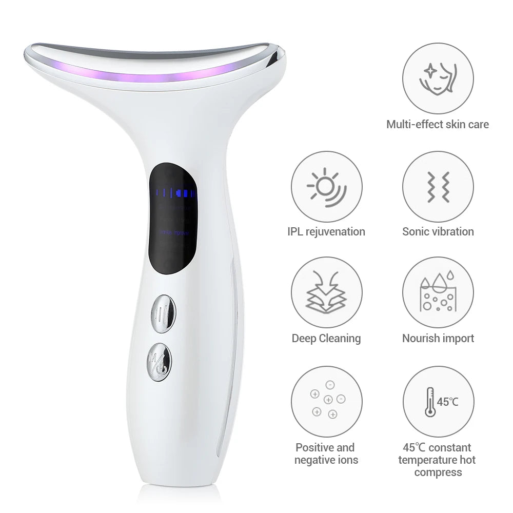 Rejuvenation anti-wrinkle face massager EMS Microcurrent Neck Beauty Device LED Firming skin care tool for chin facial lifting - petguardiansupplies