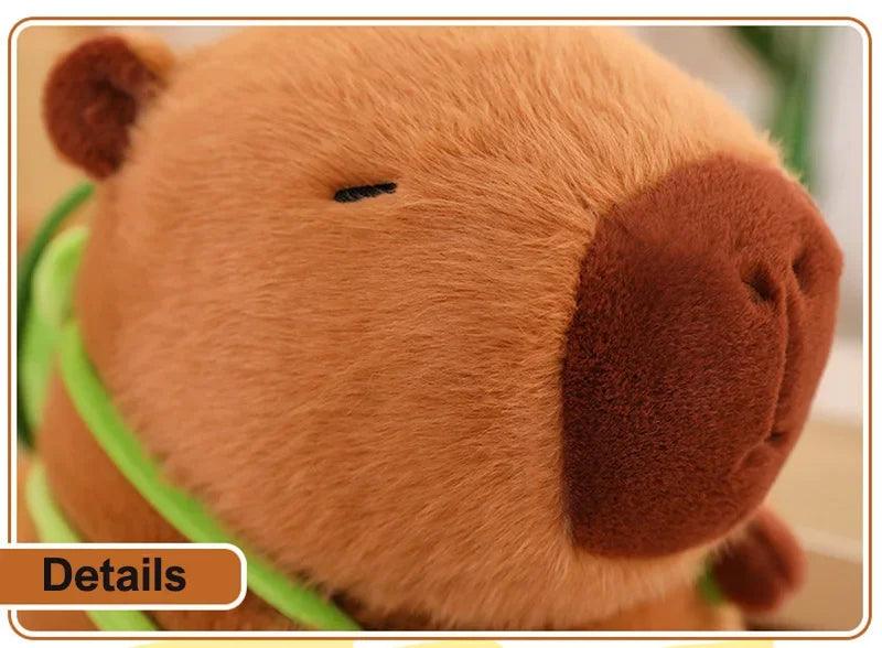 Cute Capybara Plush Toy Kawaii Fluffy Capibara With Turtle Bag Strawberry Cap Stuffed Animals Kids Birthday Gift Home Decoration - petguardiansupplies