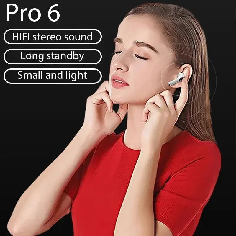 Pro 6 TWS Bluetooth Earphones for iPhone Wireless Bluetooth Headset Noise Cancelling Earbuds with Mic Pro6 Wireless Headphones - petguardiansupplies