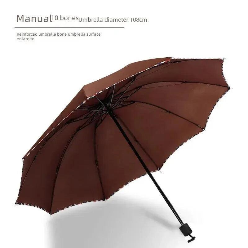 Large Folding Umbrella Business Use Men's Women's Sun Rain Umbrella Three Fold Advertising Logo - petguardiansupplies