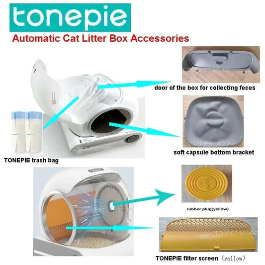 TONEPIE Automatic Cat Litter Box Accessories Bin Door Bottom Capsule Ventilation Screen Filter Mesh for Pet Toilet Replacement - petguardiansupplies