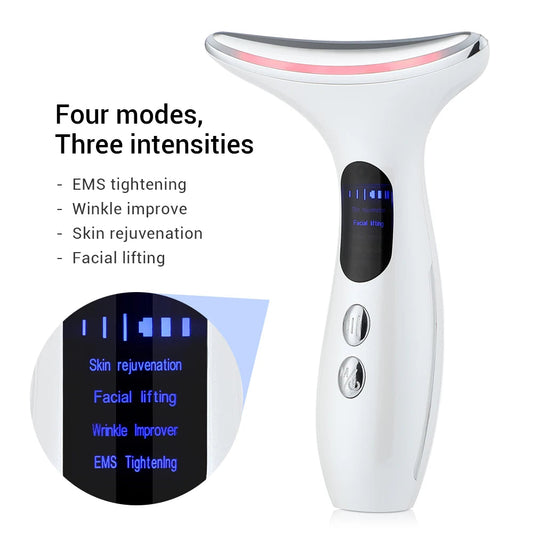 Rejuvenation anti-wrinkle face massager EMS Microcurrent Neck Beauty Device LED Firming skin care tool for chin facial lifting - petguardiansupplies