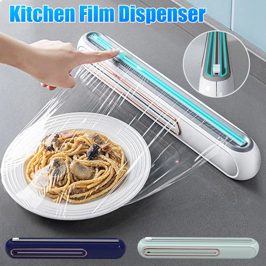 Plastic Wrap Dispenser Magnetic Refillable Food Cling Film Dispenser with Slide Cutter Aluminum Foil Dispenser Kitchen Supplies - petguardiansupplies