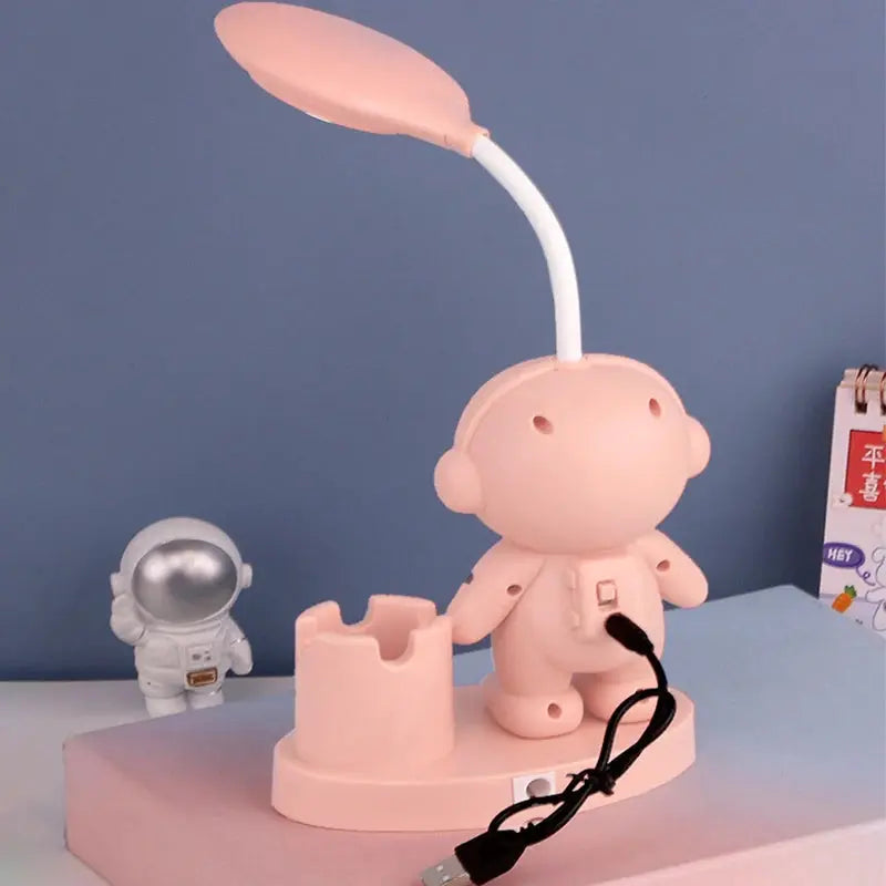 Creative Cute Astronaut Flexible Led Study Desk Lamp with Pencil Sharpener Bedside Color Adjust Table Lamp for Kids Student Room - petguardiansupplies