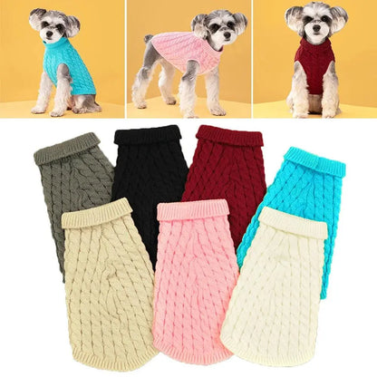 Puppy Dog Sweaters For Small Medium Dogs Cat Clothes Winter Warm Pet Turtleneck Knitted Chihuahua Vest Thicken Teddy Coat Jacket - petguardiansupplies