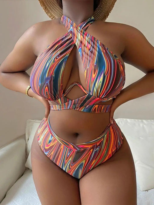 2023 Push Up Bikini Printed Swimsuit Women Plus Size Swimwear Female High Waist Bathers Bathing Swimming Swim Suit Beachwear - petguardiansupplies