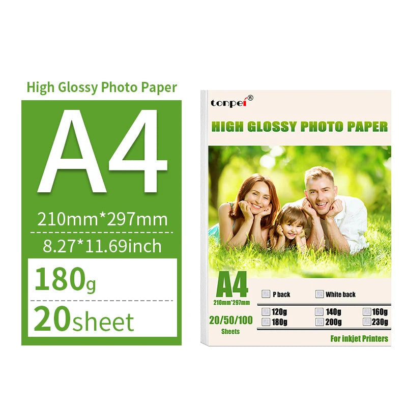 Multi Specification High Gloss Photo Paper 3R 4R 5R A4 Photo Printing Paper Inkjet Printer 180G Glossy Single-Sided Photo Paper - petguardiansupplies