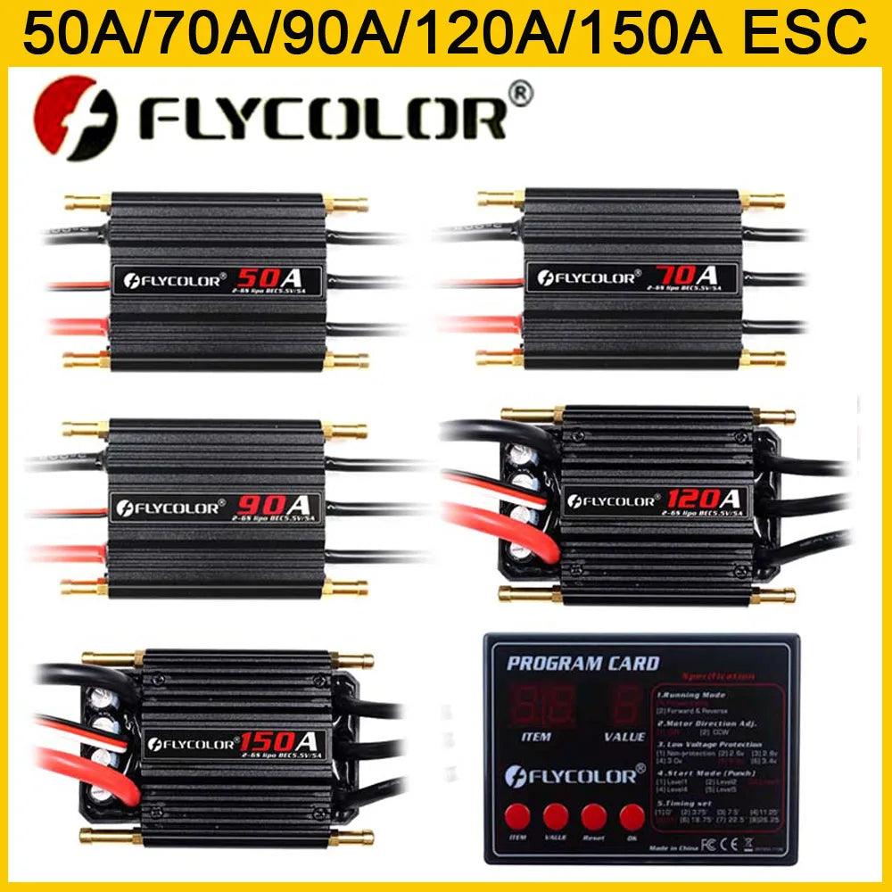 Original Flycolor 50A 70A 90A 120A 150A Brushless ESC Speed Controller Progaming Card 2-6S Lipo BEC 5.5V/5A for RC Boat - petguardiansupplies