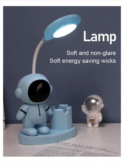 Creative Cute Astronaut Flexible Led Study Desk Lamp with Pencil Sharpener Bedside Color Adjust Table Lamp for Kids Student Room - petguardiansupplies