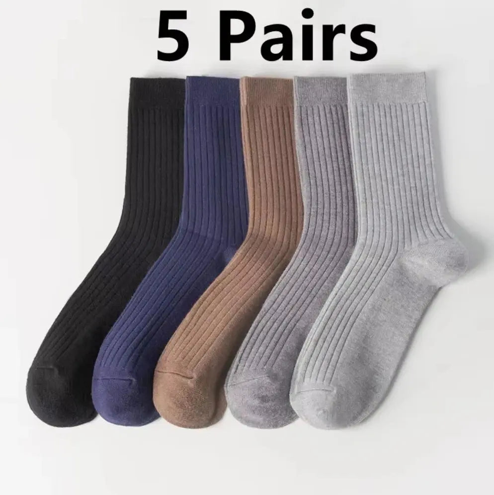 5Pairs Breathable Cotton Sports Stockings Men Bamboo Fiber Autumn and Winter Men Socks Sweat Absorption Deodorant Business Sox - petguardiansupplies