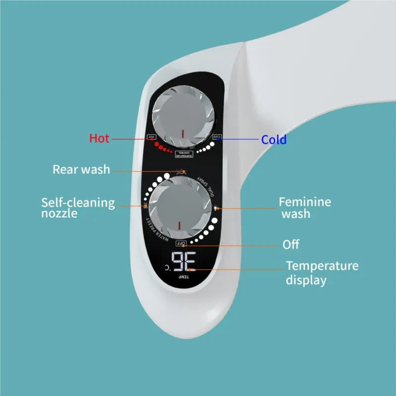 Toilet Bidet Digital Display Women's Washer Temperature Adjustable Non-Electric Self-Cleaning Double Nozzle Hot And Cold Bidet - petguardiansupplies