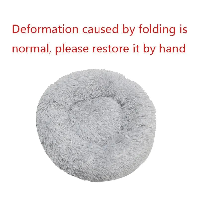 Round Dog Bed Winter Warm Cat Bed Plush Basket for Dog Washable Pet Bed for Small Medium Large Dog Sofa Cat - petguardiansupplies