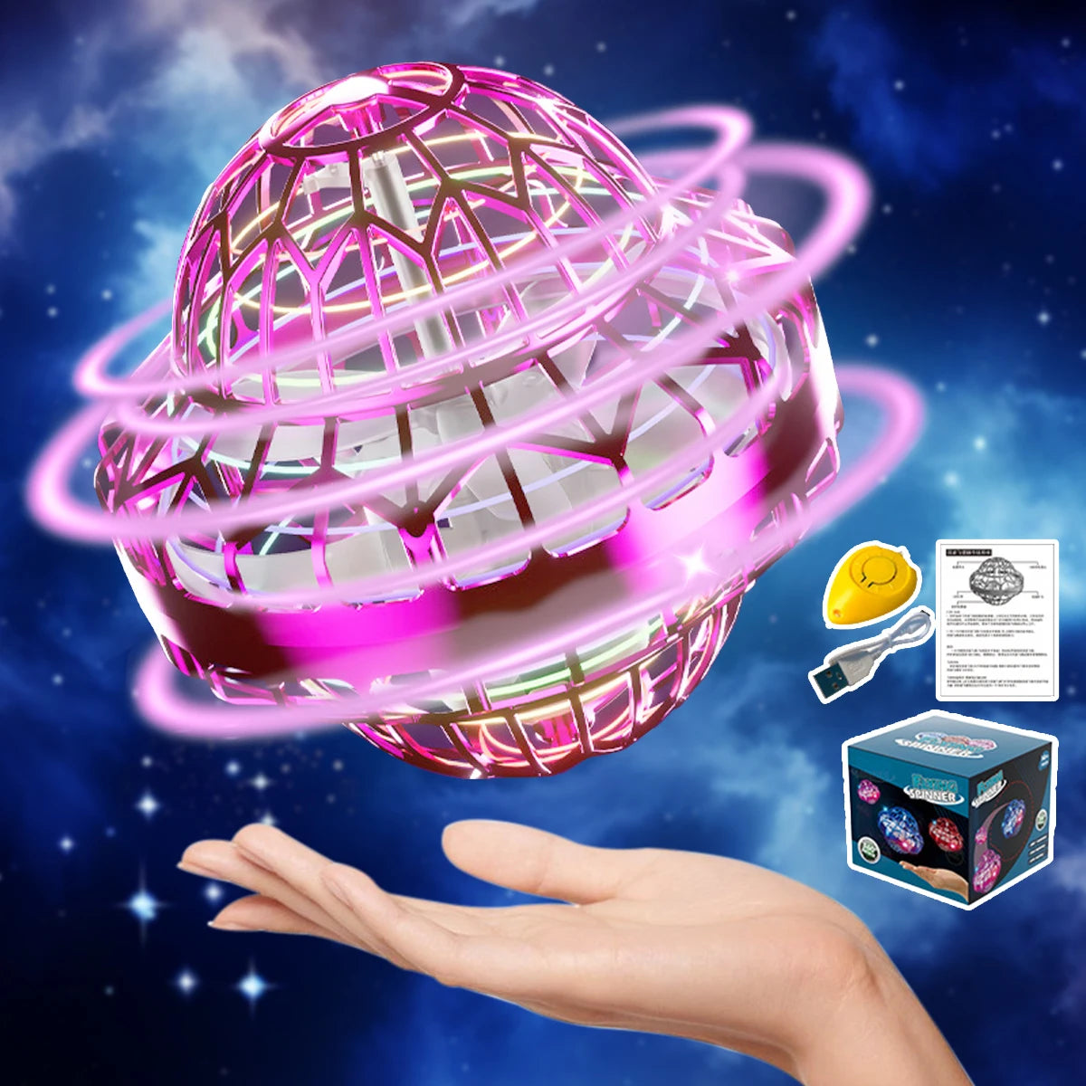 Pink Pro Flying UFO Boomerang Kid Toy Gift Christmas LED Hover Ball UK - petguardiansupplies