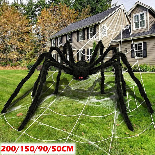 Black Spider Halloween Decoration Haunted House Prop Indoor Outdoor Giant Decor Vivid Scary Giant Black Spiders Huge Spider Web - petguardiansupplies