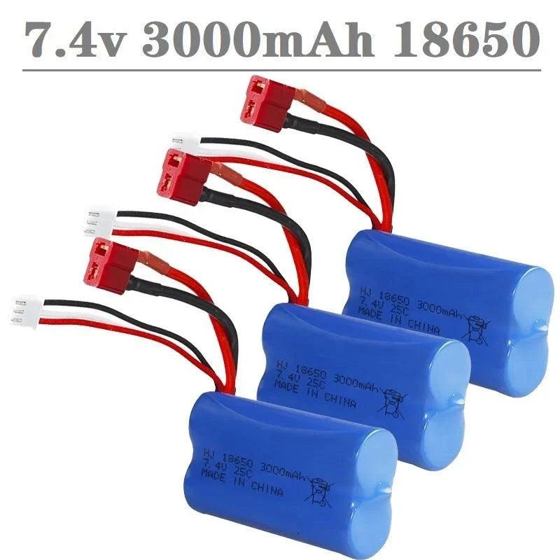 Battery For Wltoys 144001 A959-B A969-B A979-B K929-B 12428 12423 10428 RC Car Spare Parts 18650 2S 7.4V 3000mah lipo Battery - petguardiansupplies