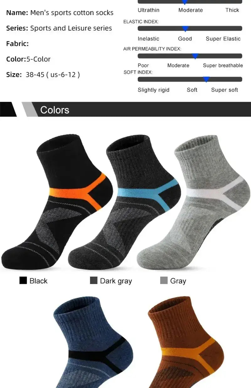 3/5/10/20 Pairs Lot Men's Socks Black Sports Socks Casual Run Autumn Winter High Quality Breathable Male Socks - petguardiansupplies